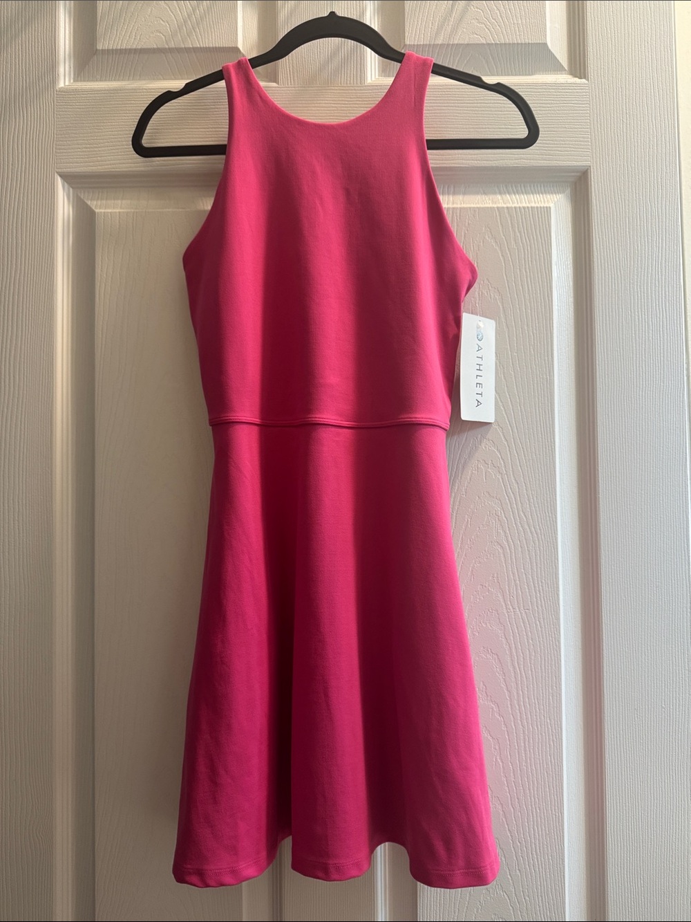 Athleta Hot Pink Sleeveless Fit-and-Flare Mini Dress Conscious Robe Dress